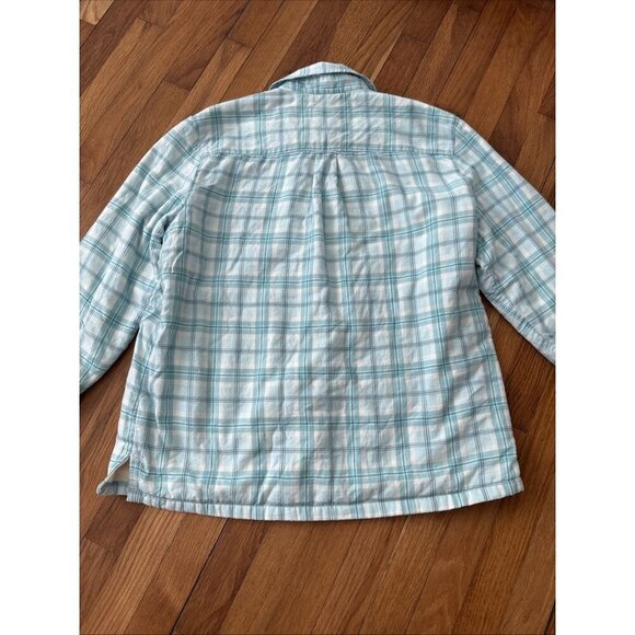 L.L. Bean Plaid Flannel Shirt Fleece Lined Women's Jacket Vintage Teal Size L - Picture 6 of 6